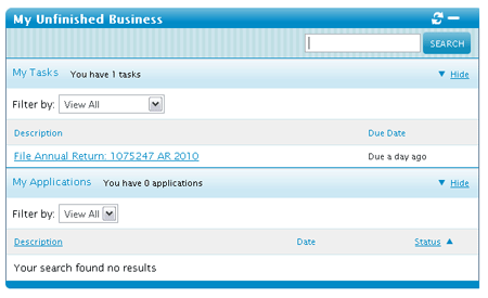 My unfoinished business screen shot